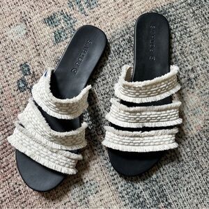 Rothy’s Slip On Cream Fringe Sandals sz 8.5